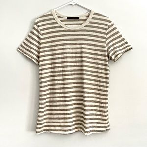 Jenni Kayne Cream and Tan Striped Short Sleeve Tee
